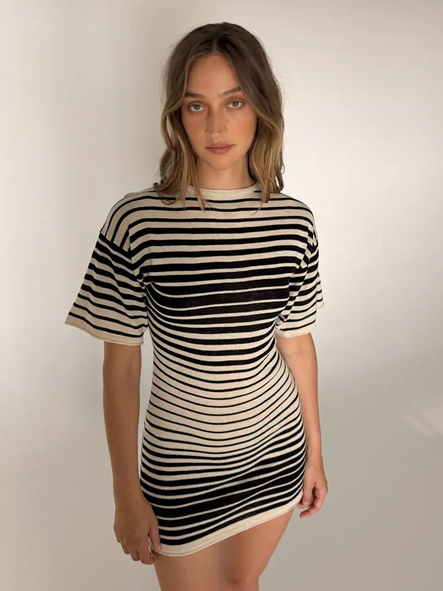 Ramie Cotton Knit Mini Dress