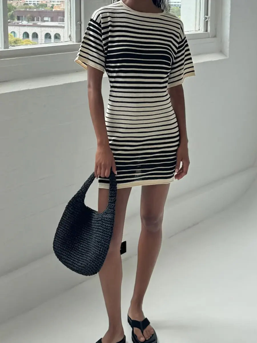Ramie Cotton Knit Mini Dress