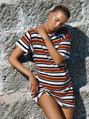T-Shirt Knit Dress Bold Stripe