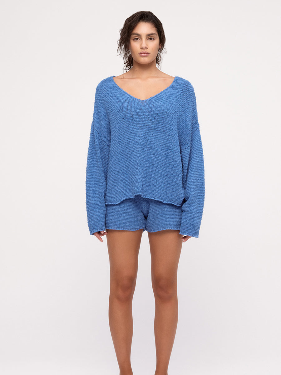 Textured Knit Jumper - Ocean Blue