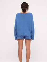 Textured Knit Shorts - Ocean Blue
