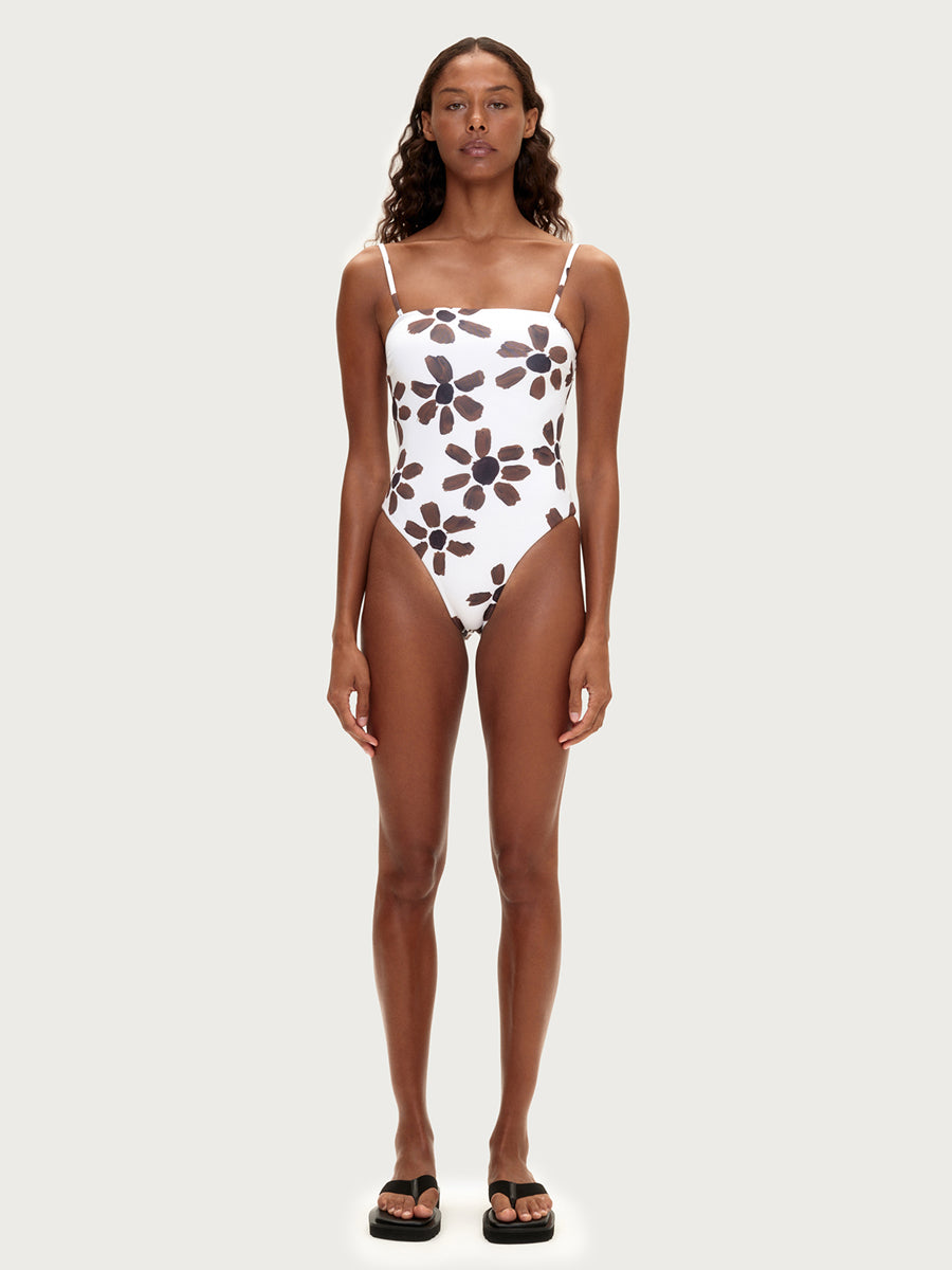 Zulu & Zephyr swimsuit with floral print made from REPREVE