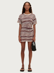 Chocolate Stripe T-Shirt Knit Mini Dress