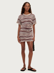 Chocolate Stripe T-Shirt Knit Mini Dress