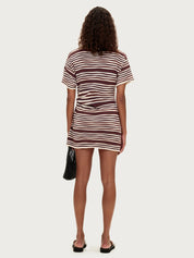 Chocolate Stripe T-Shirt Knit Mini Dress