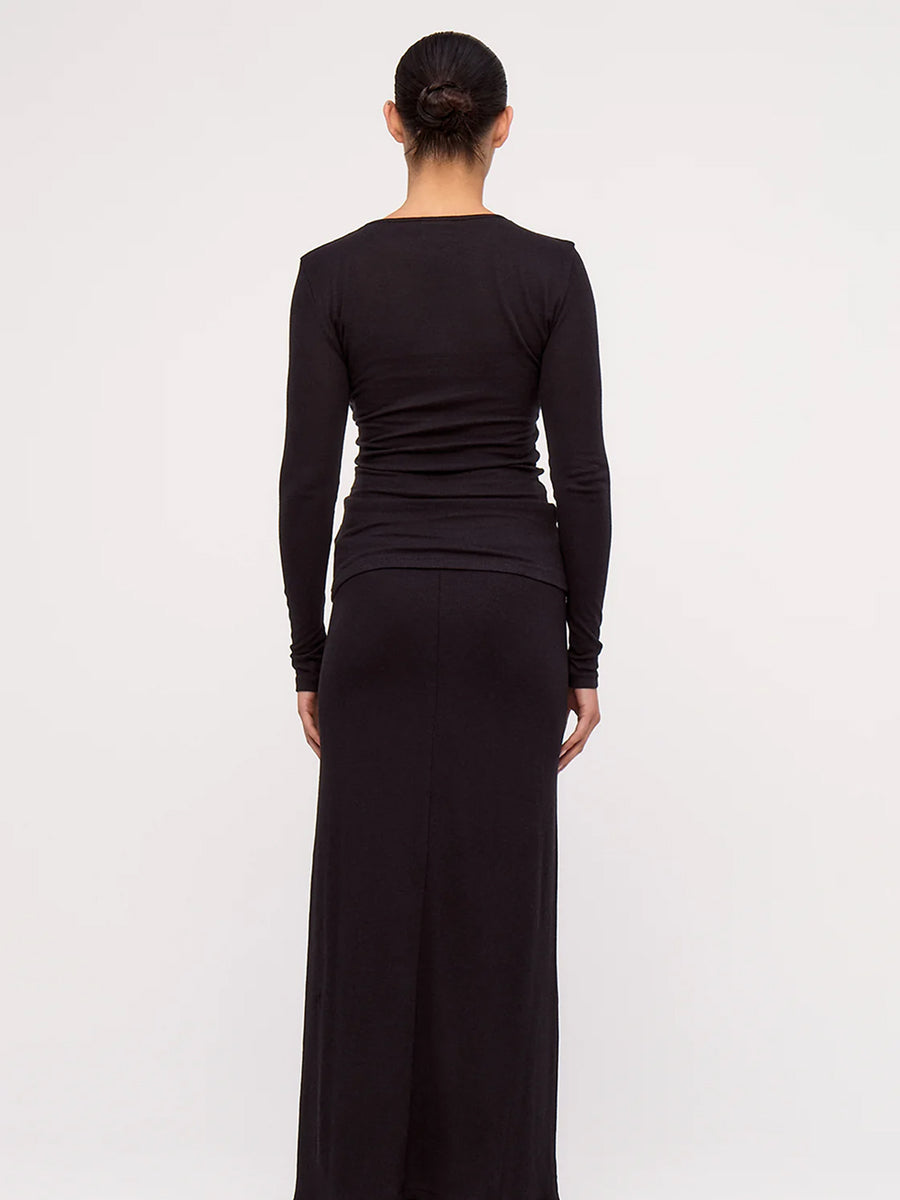 Rib Hemp Jersey Longsleeve Top Schwarz