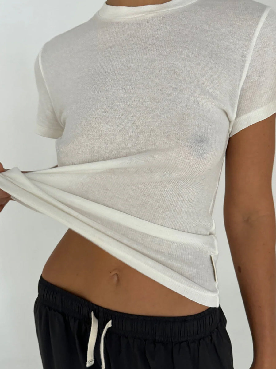 Rib Hemp Jersey T-Shirt Weiss