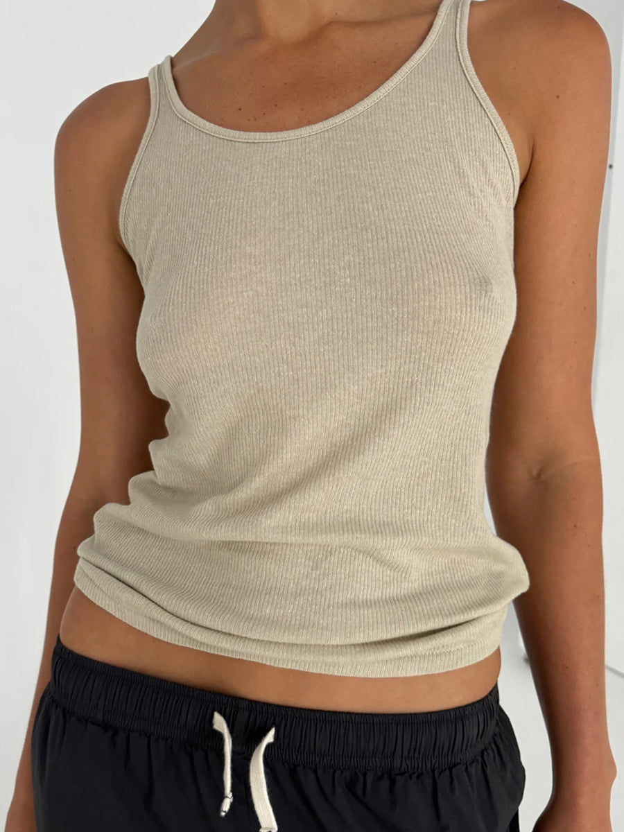 Rib Hemp Jersey Tank Husk