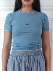 Heart Short Sleeve - Isatis Blue