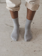Baserange Rib Overankle Socks Grey Melange – Produktbild