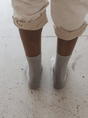 Baserange Rib Overankle Socks Grey Melange – Detailbild 2