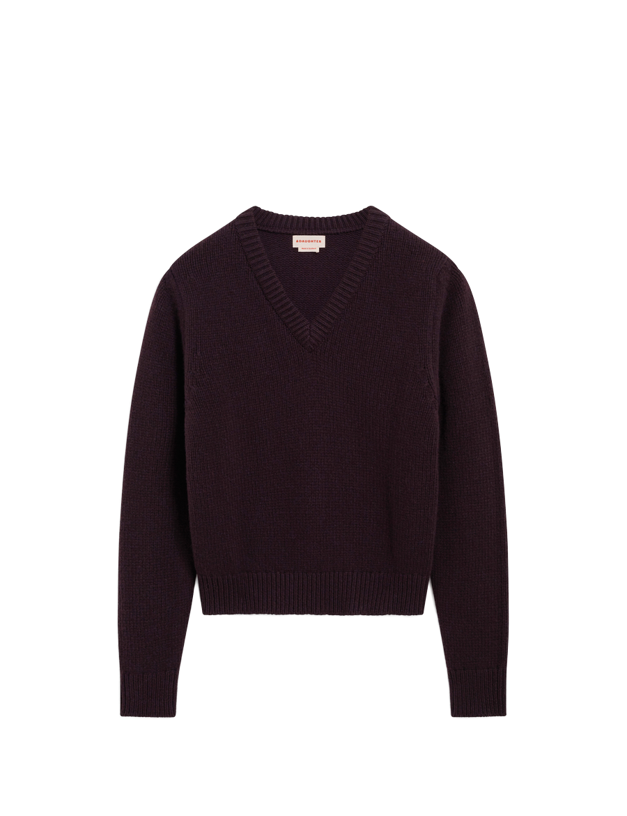 &Daughter Glenn V-Neck Dark Brown – Detailbild 4