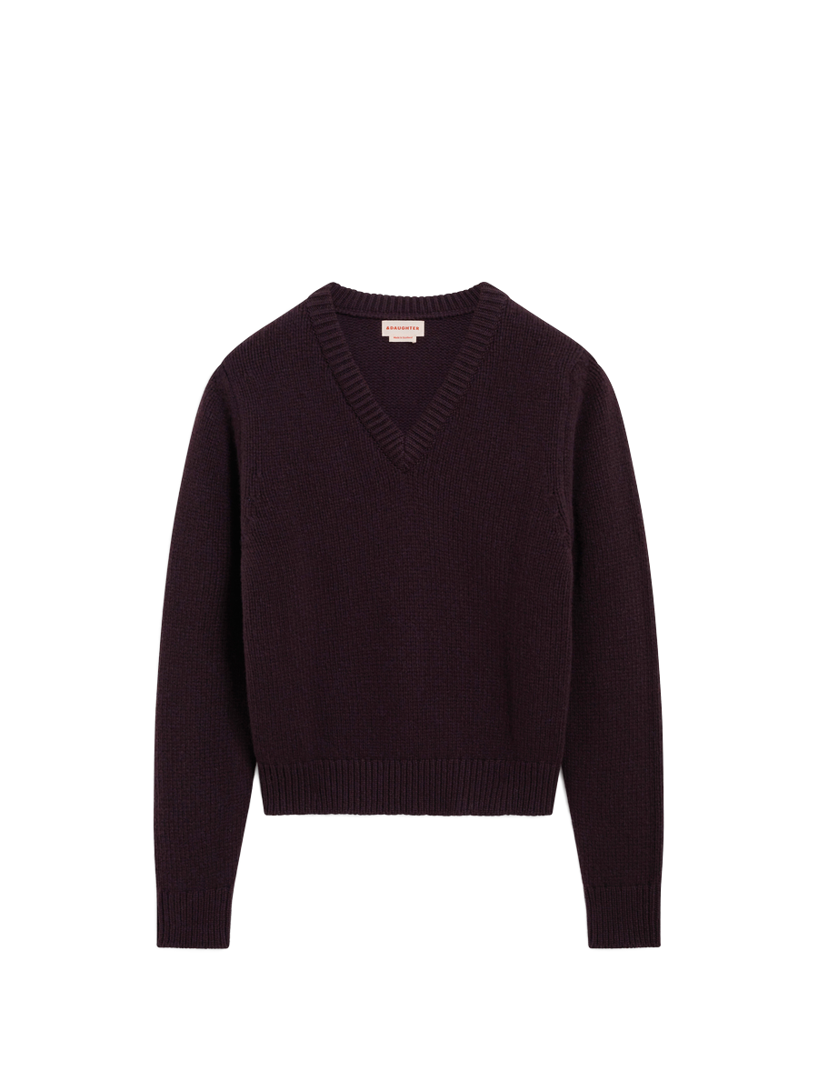 &Daughter Glenn V-Neck Dark Brown – Detailbild 4
