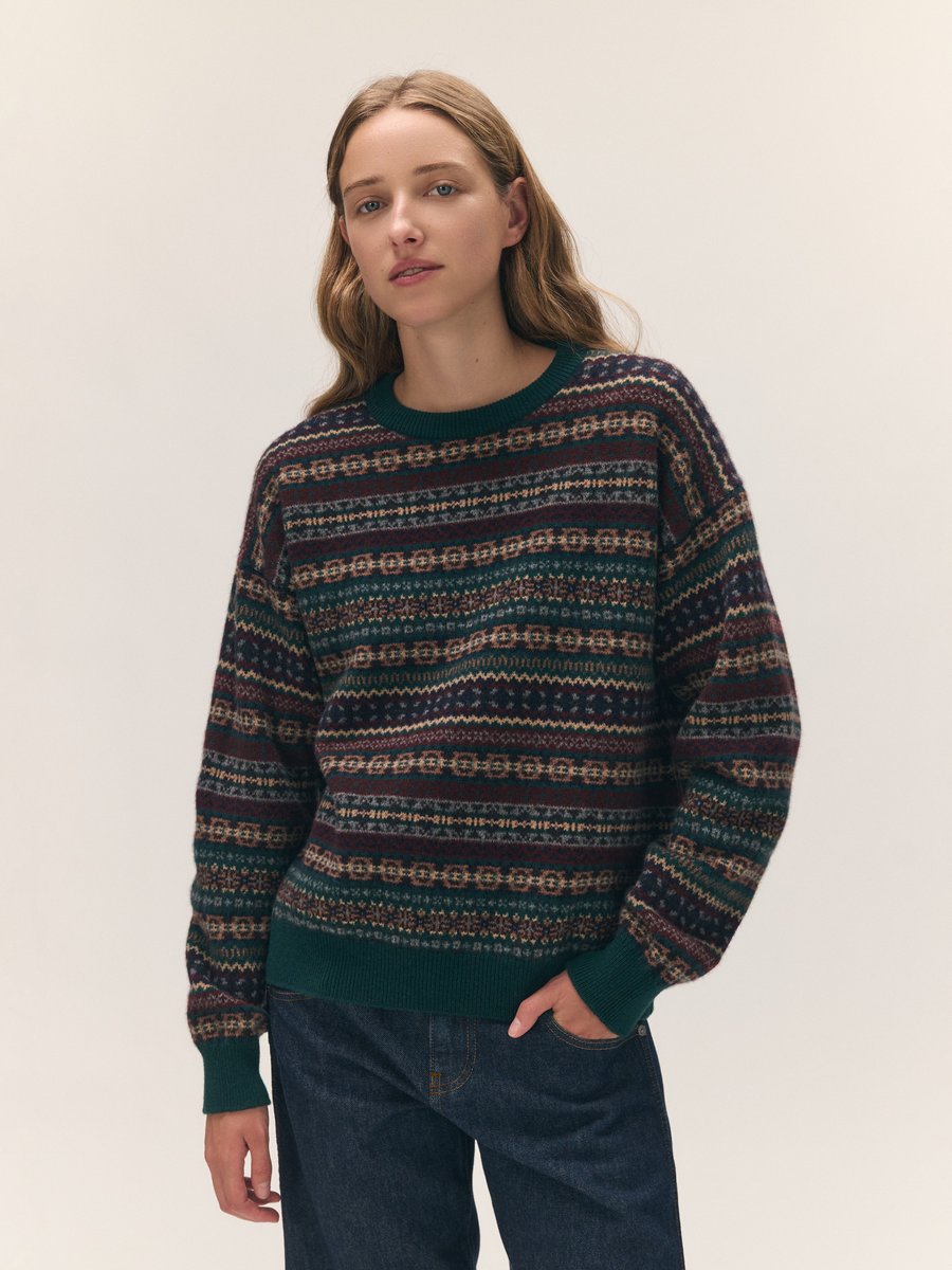 &Daughter Lorne Oversized Fairisle Crewneck Dark Brown – Detailbild 1