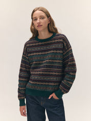 &Daughter Lorne Oversized Fairisle Crewneck Dark Brown – Detailbild 1