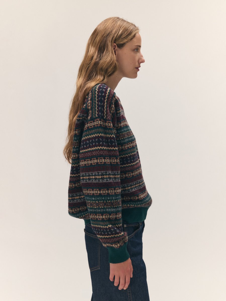 &Daughter Lorne Oversized Fairisle Crewneck Dark Brown – Detailbild 2
