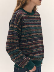 &Daughter Lorne Oversized Fairisle Crewneck Dark Brown – Detailbild 3