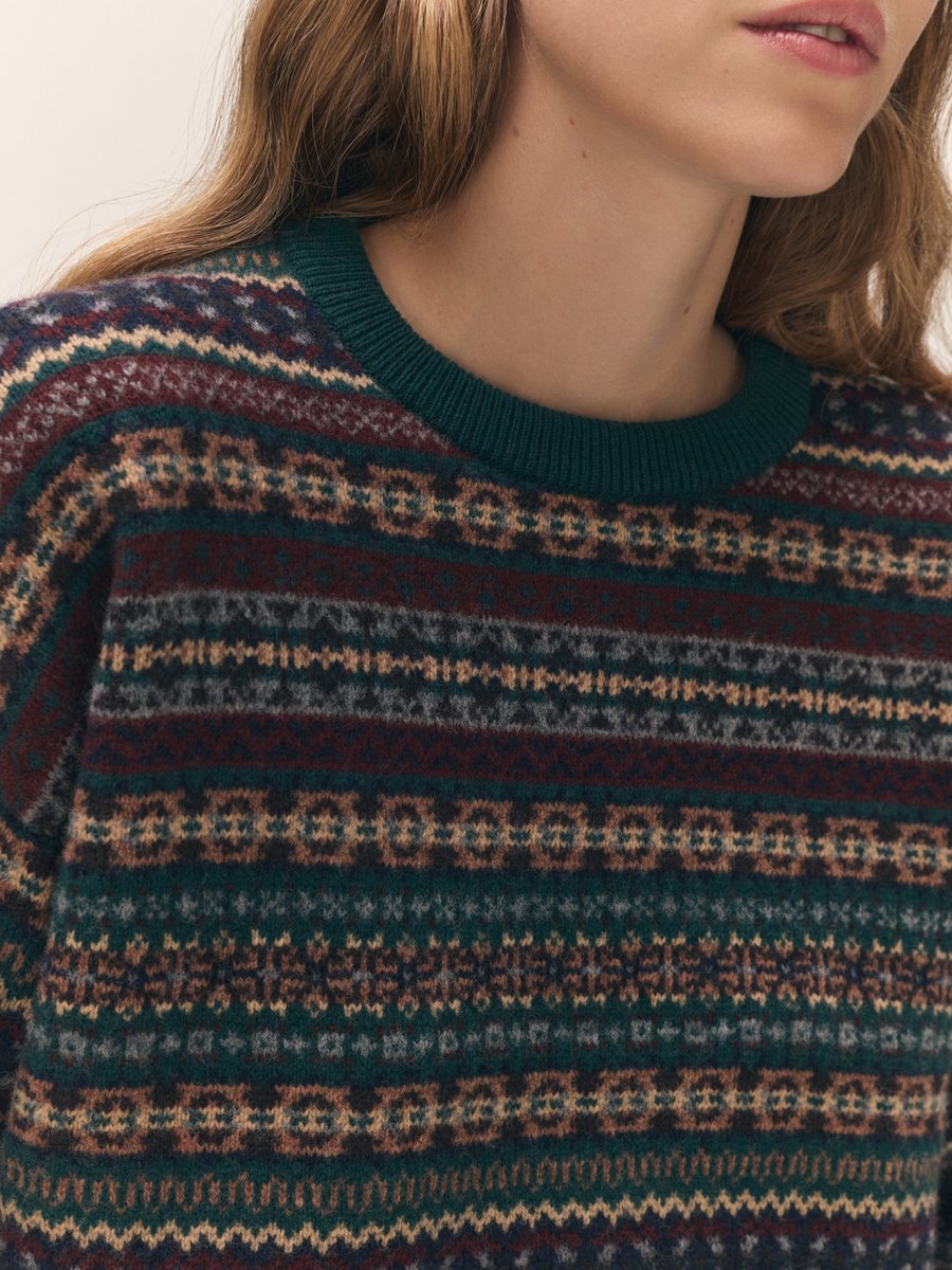 &Daughter Lorne Oversized Fairisle Crewneck Dark Brown – Detailbild 4