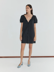 Buttoned Mini Dress Mono Grid
