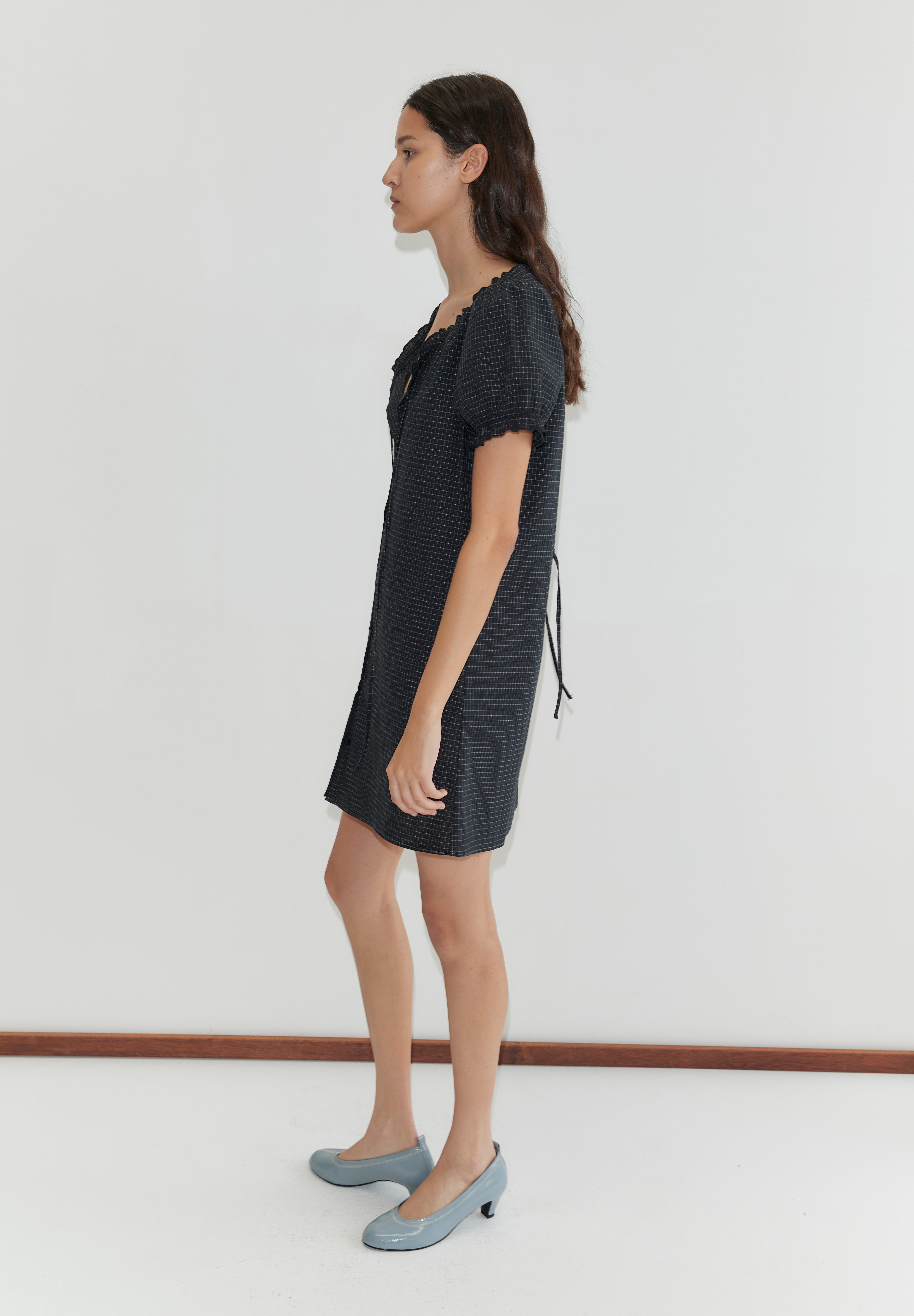 Deiji Studios Buttoned Mini Dress Mono Grid – Detailbild 1