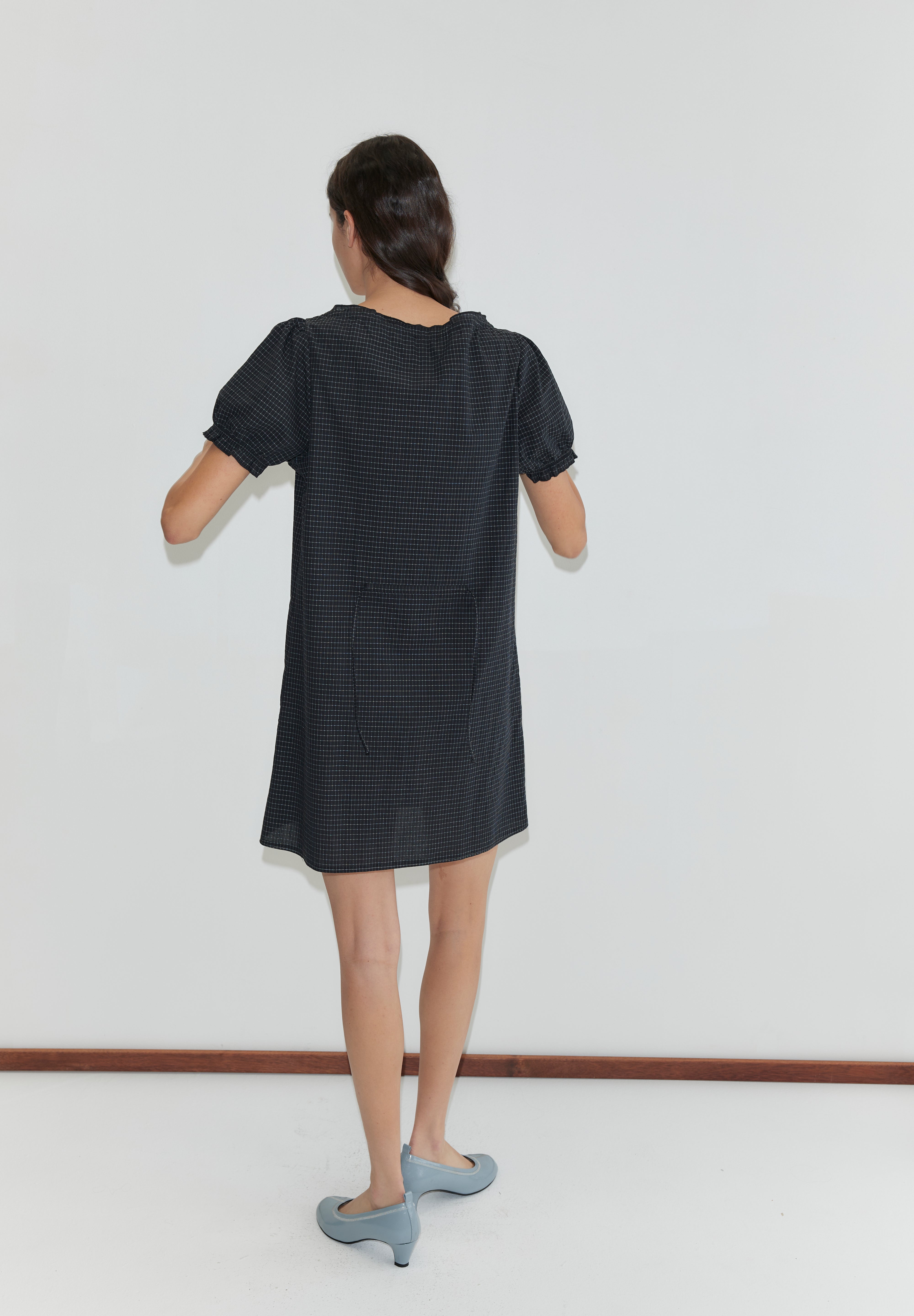 Deiji Studios Buttoned Mini Dress Mono Grid – Detailbild 2