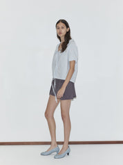 Deiji Studios Fine Collar Top Mist Stripe – Detailbild 1