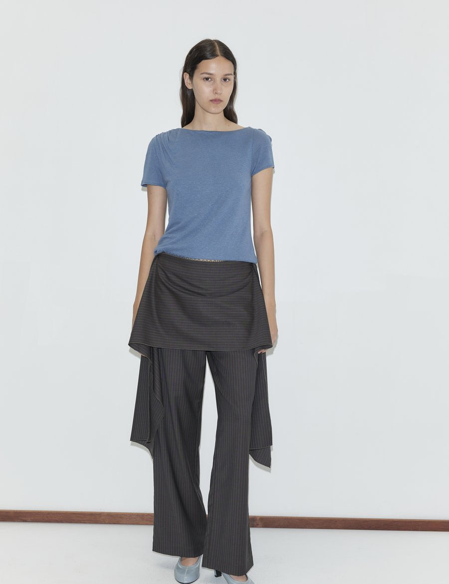 Deiji Studios Pure Wool Zip Pant Set Charcoal Stripe – Produktbild