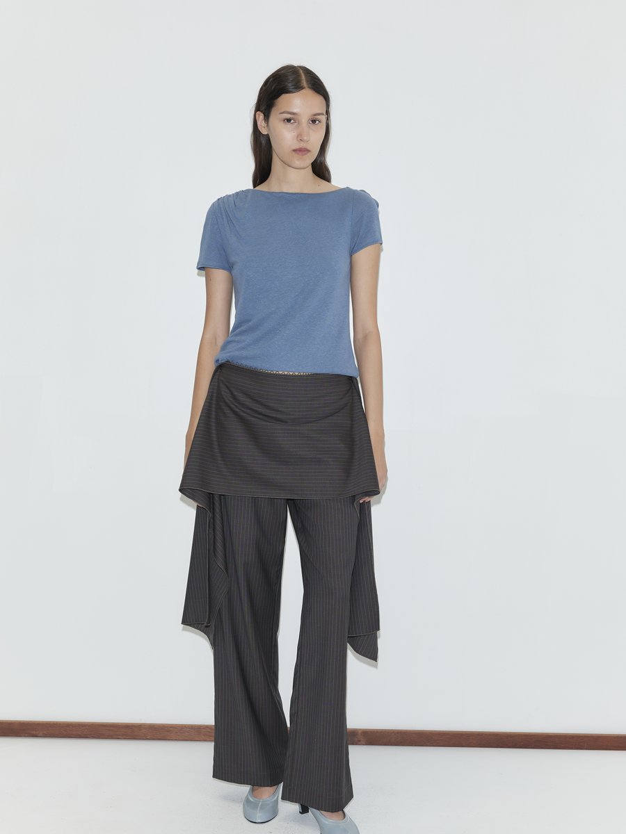 Deiji Studios Pure Wool Zip Pant Set Charcoal Stripe – Produktbild