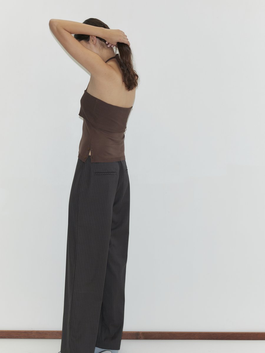 Deiji Studios Pure Wool Zip Pant Set Charcoal Stripe – Detailbild 7