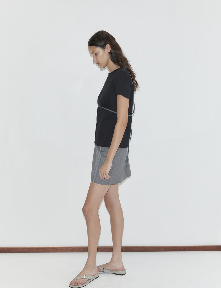 Deiji Studios Wool Tie Mini (Skirt) Grey Stripe – Detailbild 1