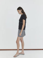 Deiji Studios Wool Tie Mini (Skirt) Grey Stripe – Detailbild 1