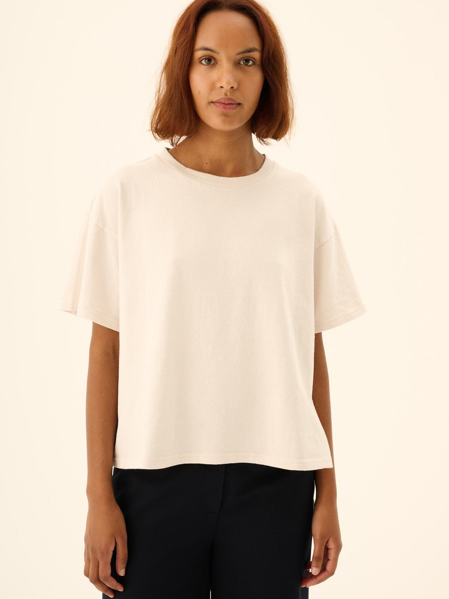 Rue de Tokyo T-Shirt Tora Light GMTD Jersey Parchment White – Detailbild 3