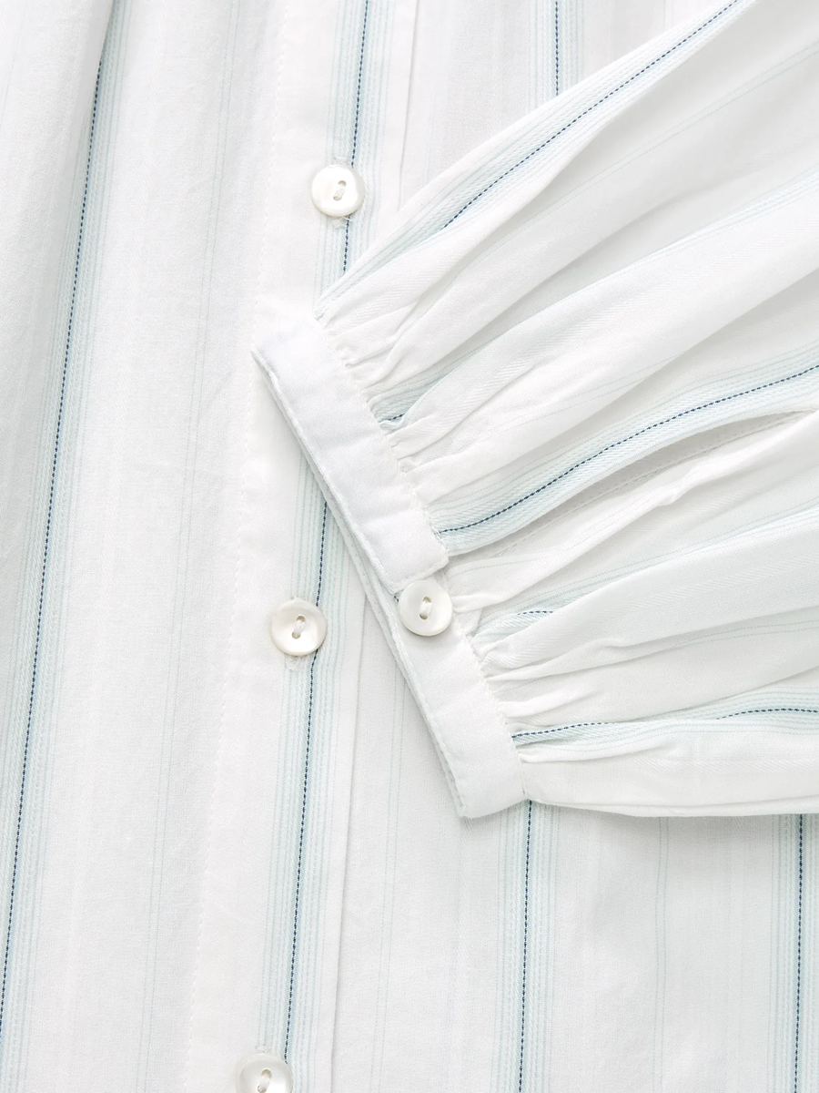 Skall Studio Cilla Shirt White/Navy Stripe – Detailbild 4