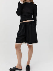 St. Agni Layered Bermuda Shorts Black – Detailbild 3