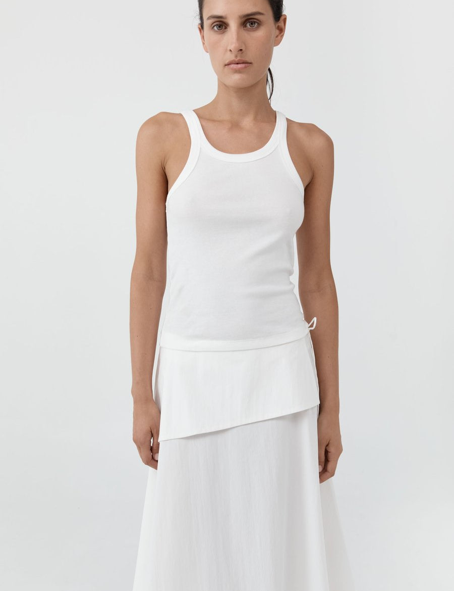 St. Agni Organic Cotton Racer Singlet White – Detailbild 1