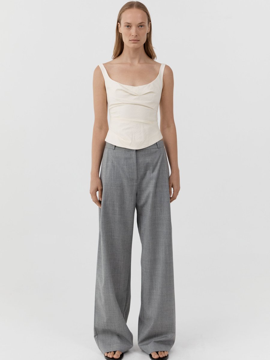 St. Agni Raw Silk Draped Bodice Cloud Cream – Produktbild