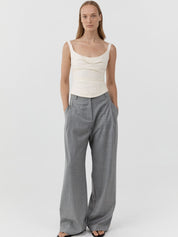 St. Agni Raw Silk Draped Bodice Cloud Cream – Detailbild 1