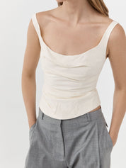 St. Agni Raw Silk Draped Bodice Cloud Cream – Detailbild 4