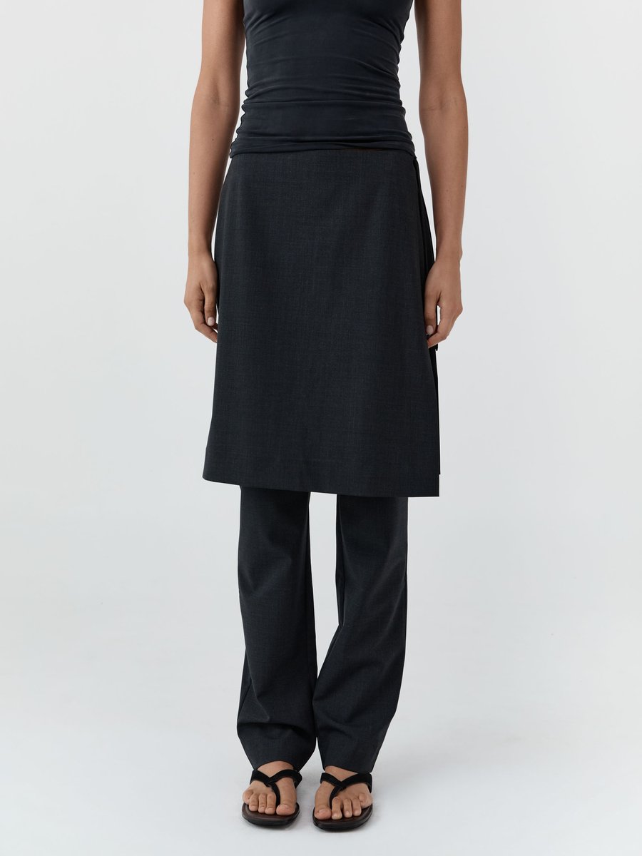 St. Agni Wool Sarong Pants Dark Graphite – Detailbild 2