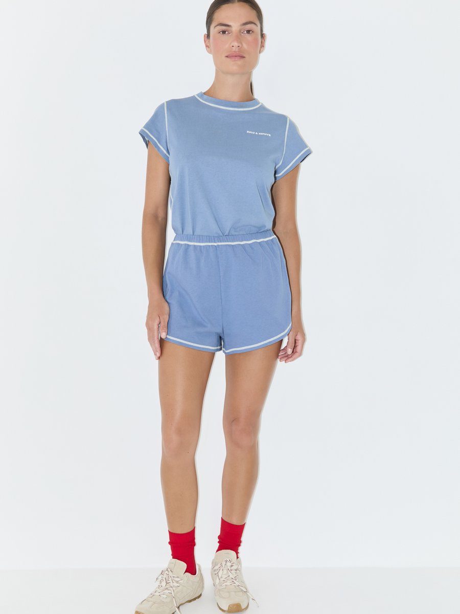 Zulu & Zephyr Denim Blue Contrast Jersey Short Denim Blue – Detailbild 5