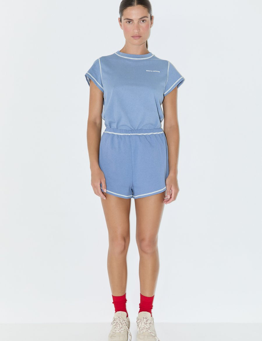 Zulu & Zephyr Denim Blue Contrast T-Shirt Denim Blue – Detailbild 6