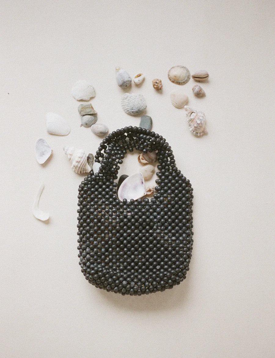 Zulu & Zephyr Small Beaded Bucket Bag Black – Detailbild 1