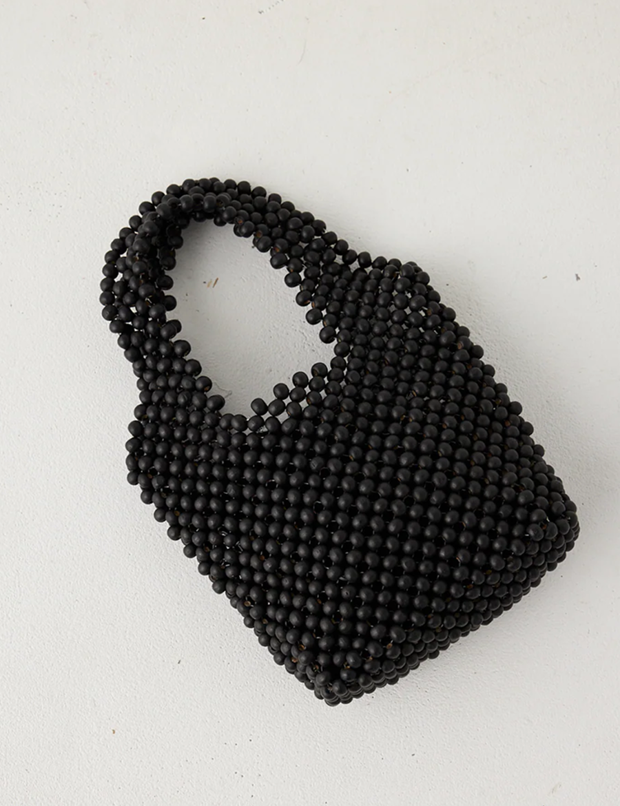 Zulu & Zephyr Small Beaded Bucket Bag Black – Detailbild 2