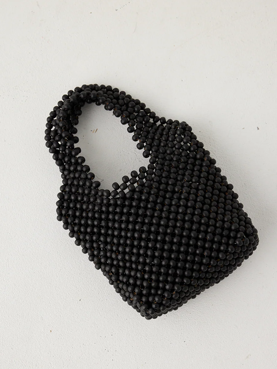 Zulu & Zephyr Small Beaded Bucket Bag Black – Detailbild 2