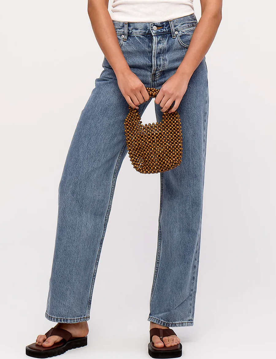 Zulu & Zephyr Small Beaded Bucket Bag Walnut – Detailbild 1