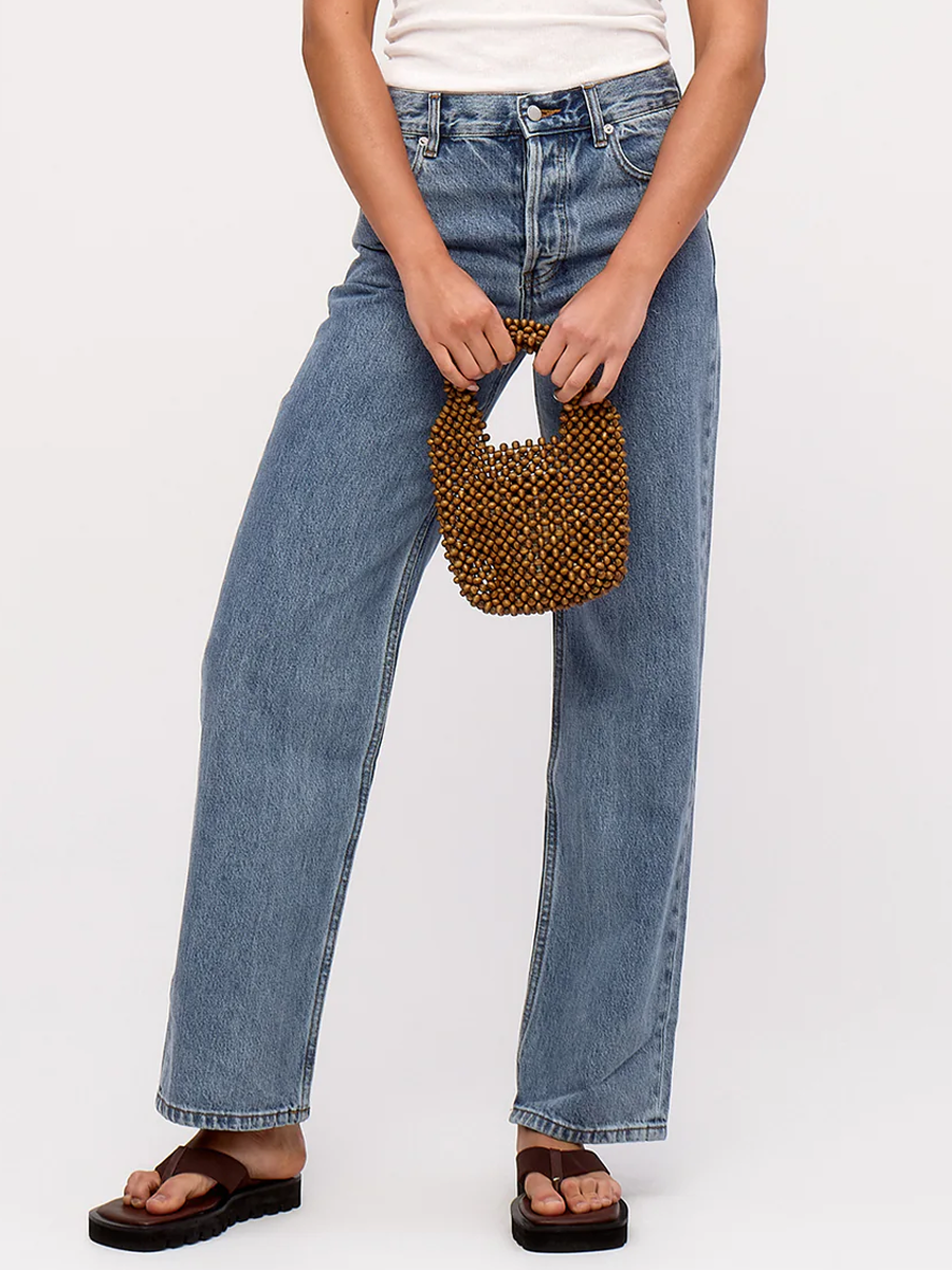 Zulu & Zephyr Small Beaded Bucket Bag Walnut – Detailbild 1