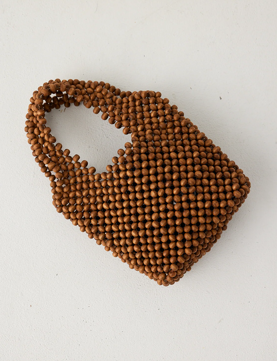 Zulu & Zephyr Small Beaded Bucket Bag Walnut – Detailbild 3