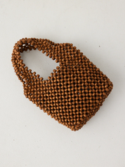 Zulu & Zephyr Small Beaded Bucket Bag Walnut – Detailbild 3